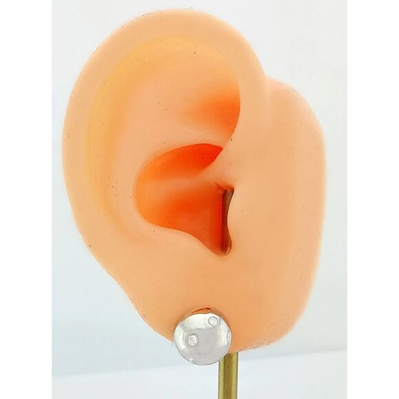 Tiffany & Co. Genuine Diamond Ball 10 Mm Stud Earrings 18k White Gold - Picture 3 of 5